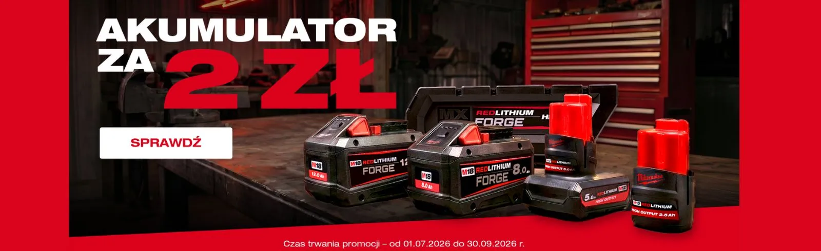 Akumulator Milwaukee za 2 zł! Kup elektronarzędzie + 2 akumulatory i odbierz trzeci za symboliczną cenę!